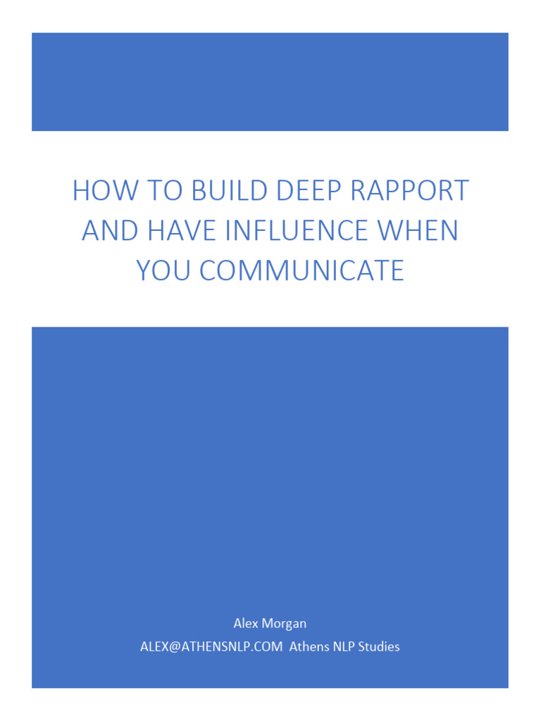 Mastering Rapport for Influence | PDF | Communication | Self-Improvement