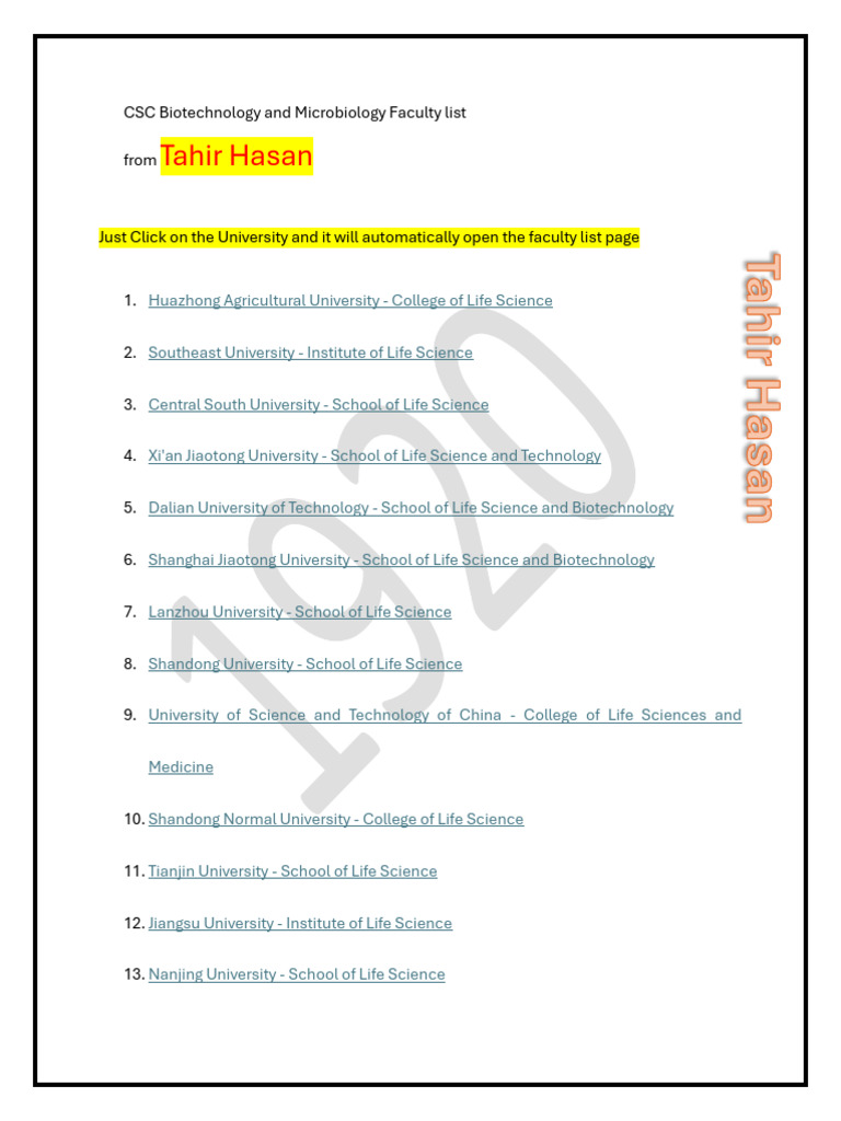 CSC Biotechnology Faculty Directory | PDF