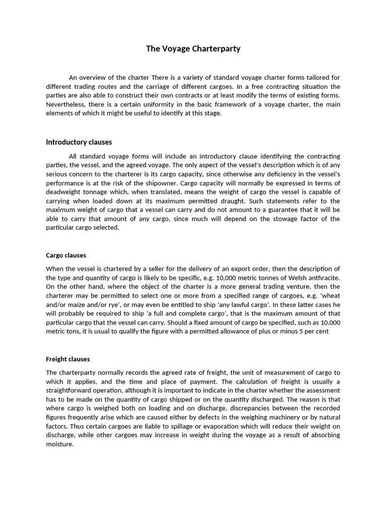 The Voyage Charterparty | PDF