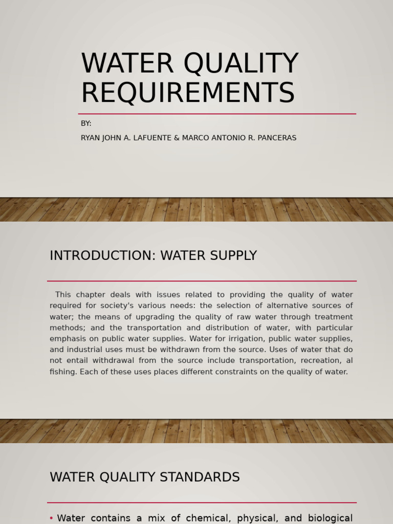 Water Quality Requirements | PDF