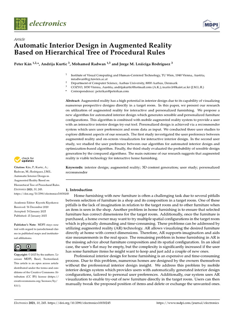 Automatic Interior Design in Augmented Reality Based On Hierarchical ...