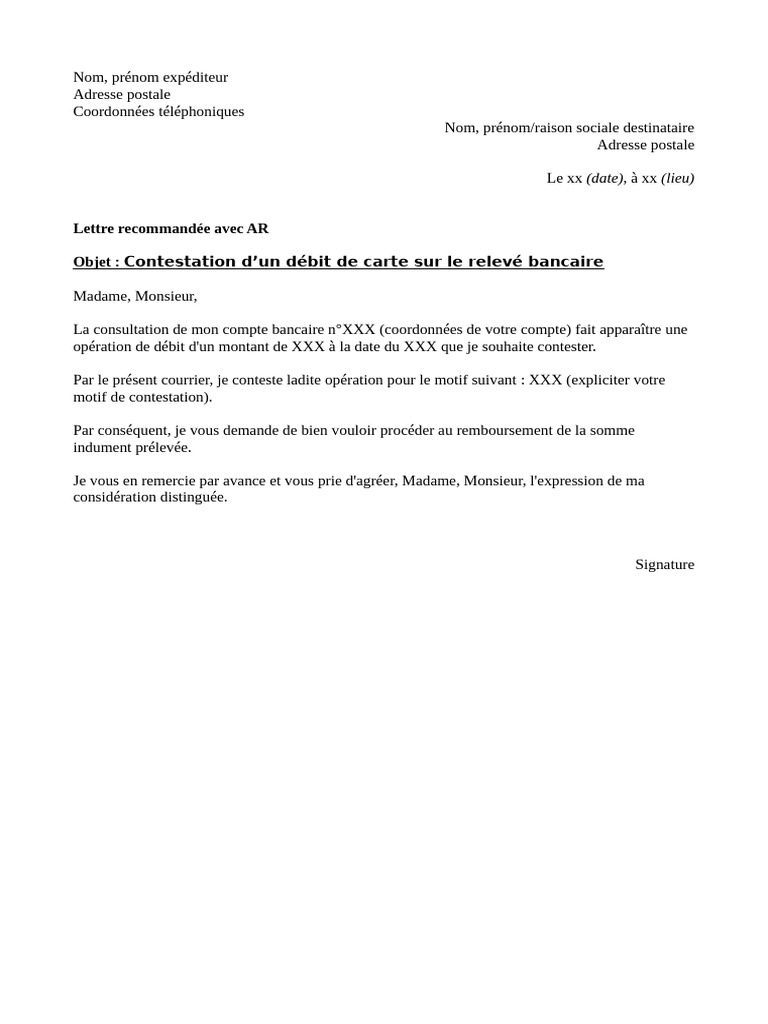 Modele de Lettre de Contestation de Paiement | PDF