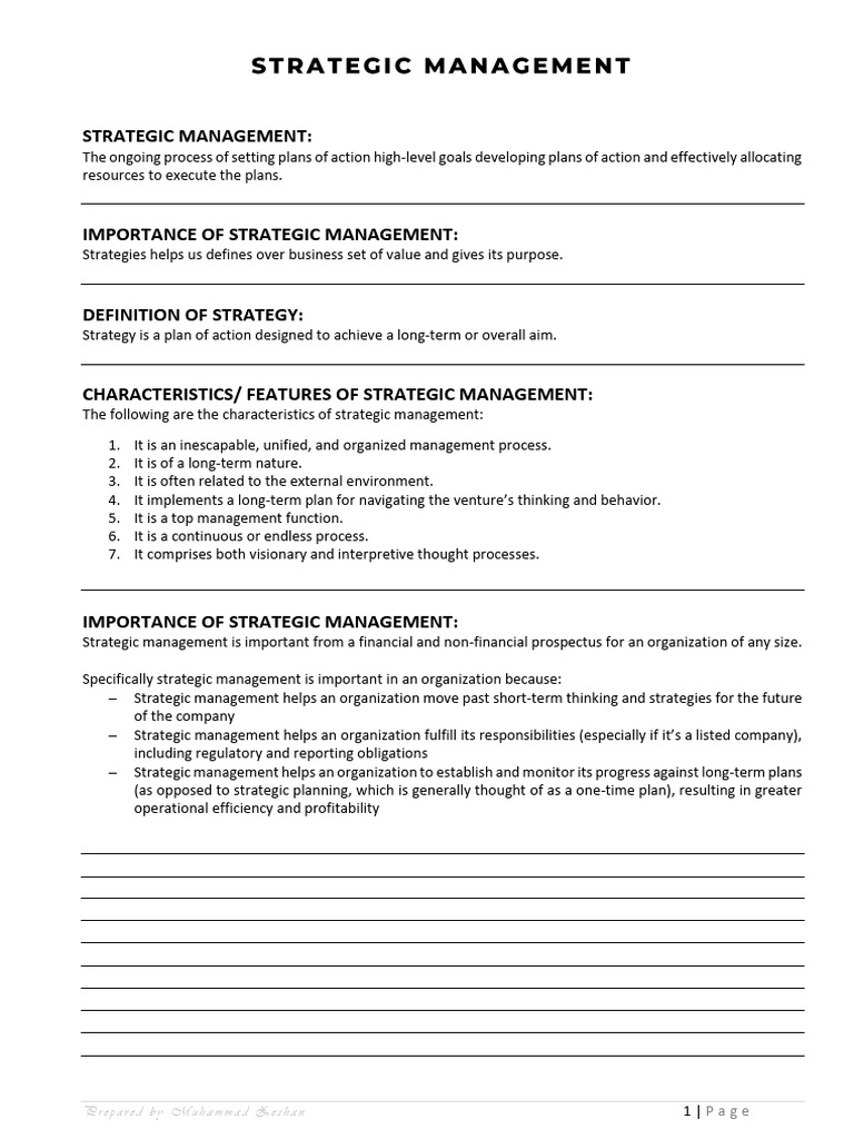 Strategic Management 1 | PDF