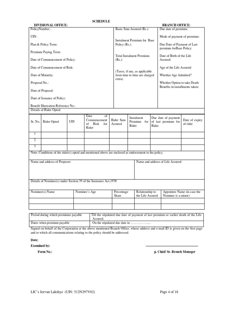 LIC Jeevan Lakshya Policy Details | PDF | Insurance | Business Law