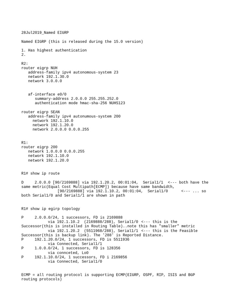 EIGRP Named 28jul2019 | PDF