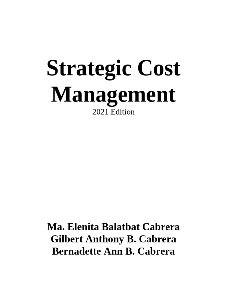 Strategic Cost Management | PDF