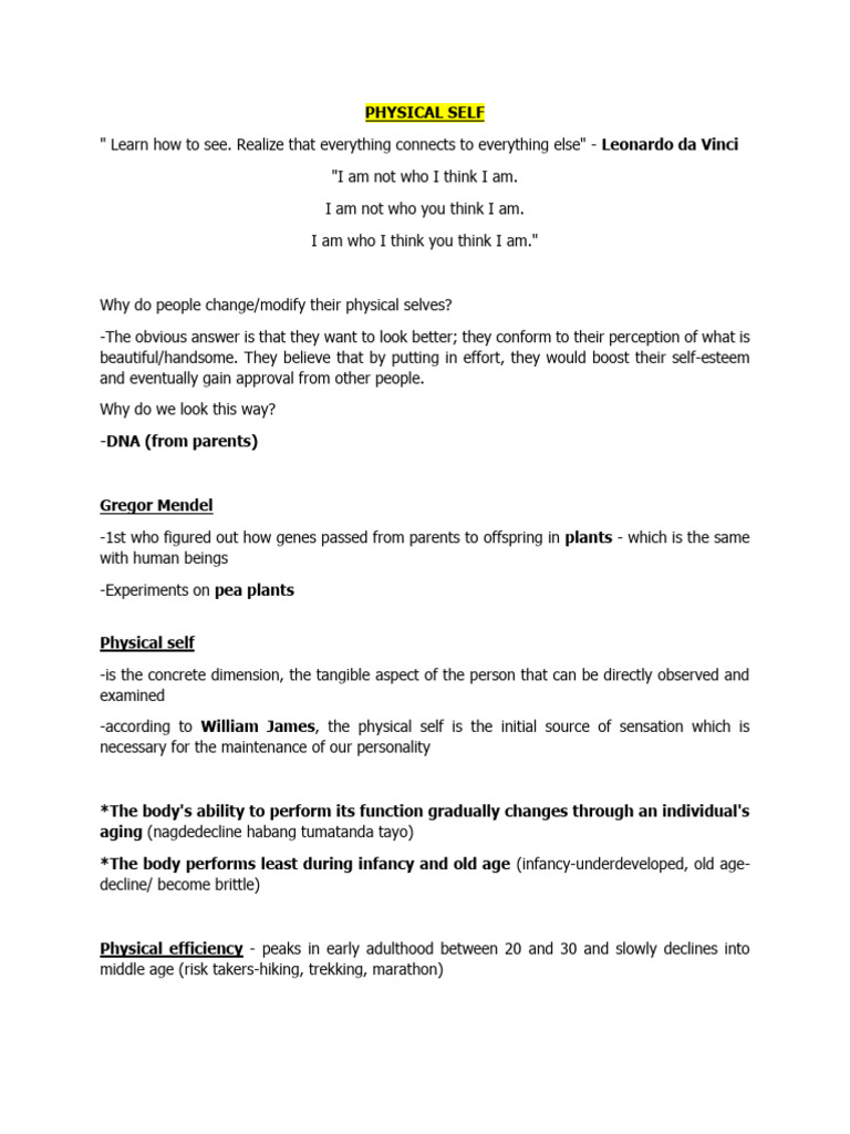 Physical Self | PDF