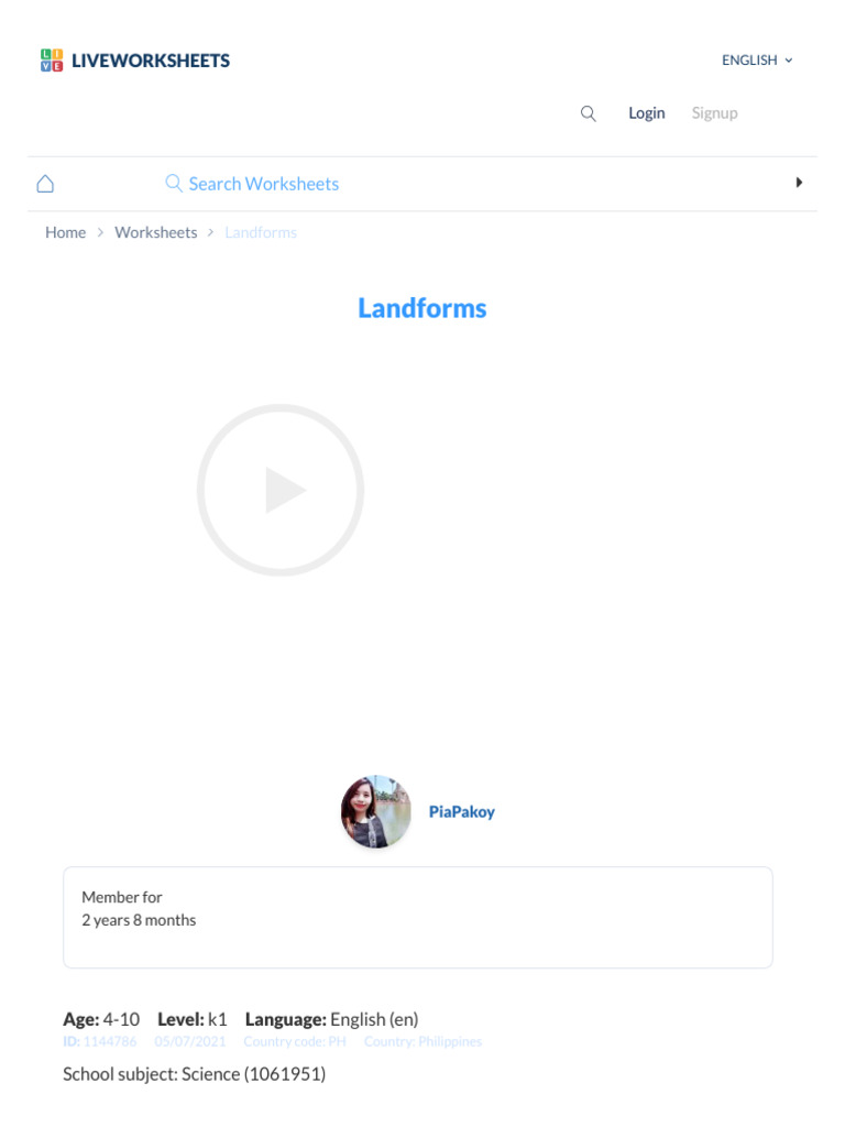 Landforms Online Activity For K1 Live Worksheets Pdf Documents Pdf