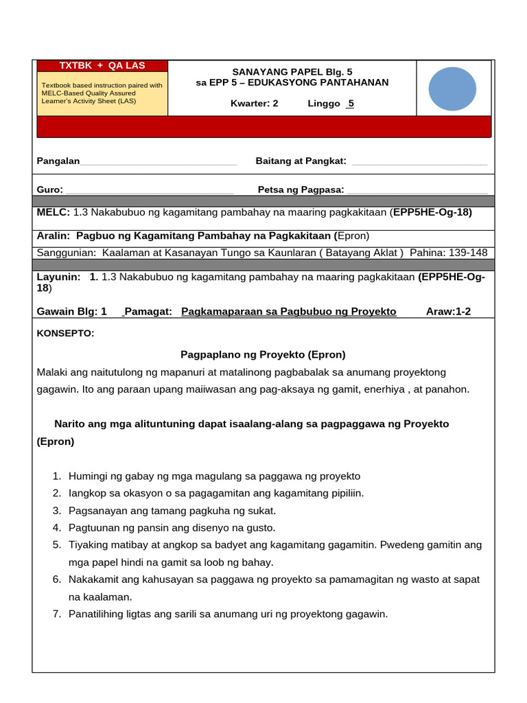 Epp 5 Week 5 Las | PDF | Computers