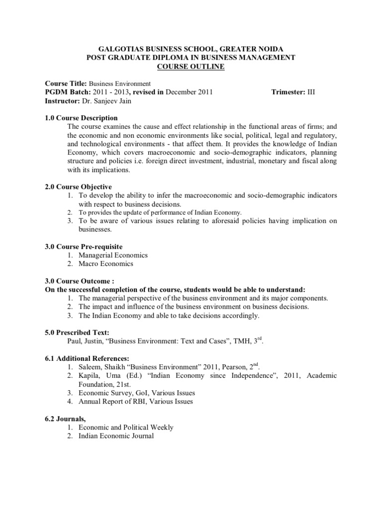 Business Environment Course Overview | PDF | Reserve Bank Of India ...
