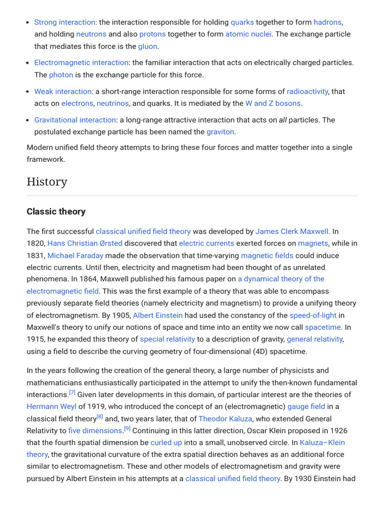 Unified Field Theory - Wikipedia | PDF