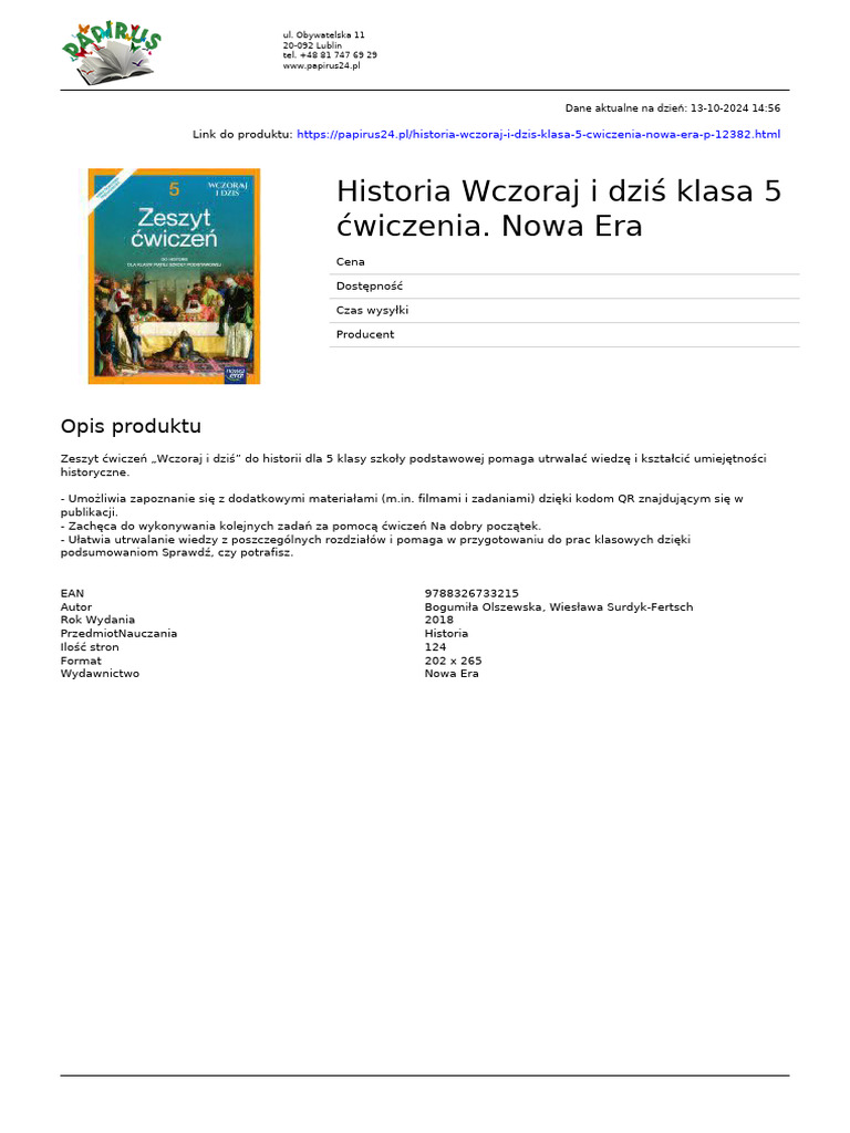 Historia Wczoraj I Dzis Klasa 5 Cwiczenia Nowa Era | PDF
