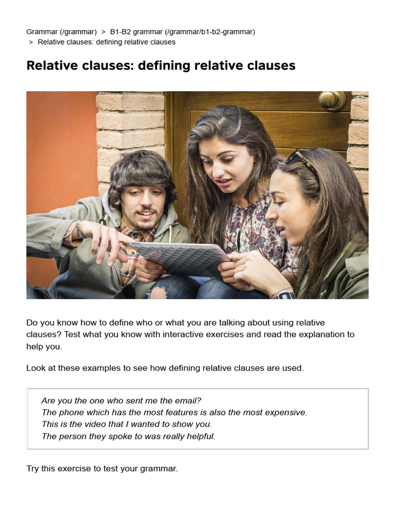 Relative Clauses - Defining Relative Clauses - LearnEnglish1 | PDF