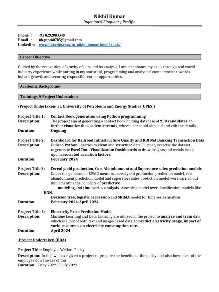 Nikhil - Kumar Resume Checking | PDF | Data | Marketing Research