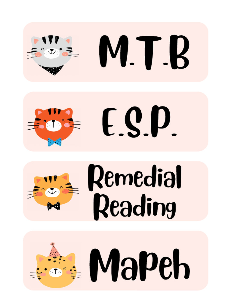 A5 Subject Labels | PDF