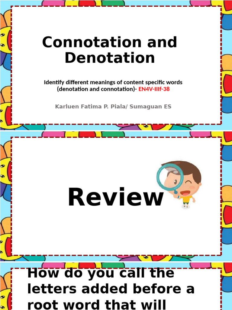 Denotation and Connotation for Grade 4 | PDF | Language Arts ...
