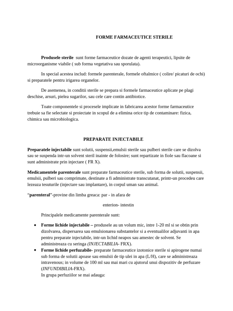 Forme Farmaceutice Sterile | PDF