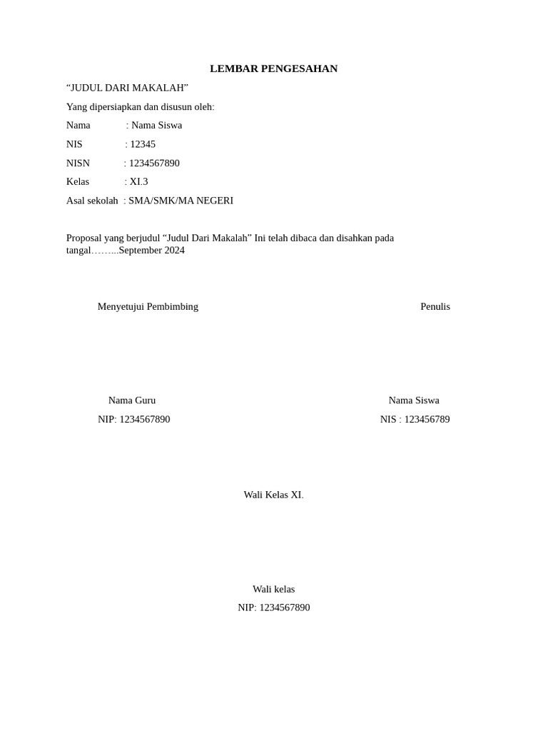 Template Lembar Pengesahan | PDF