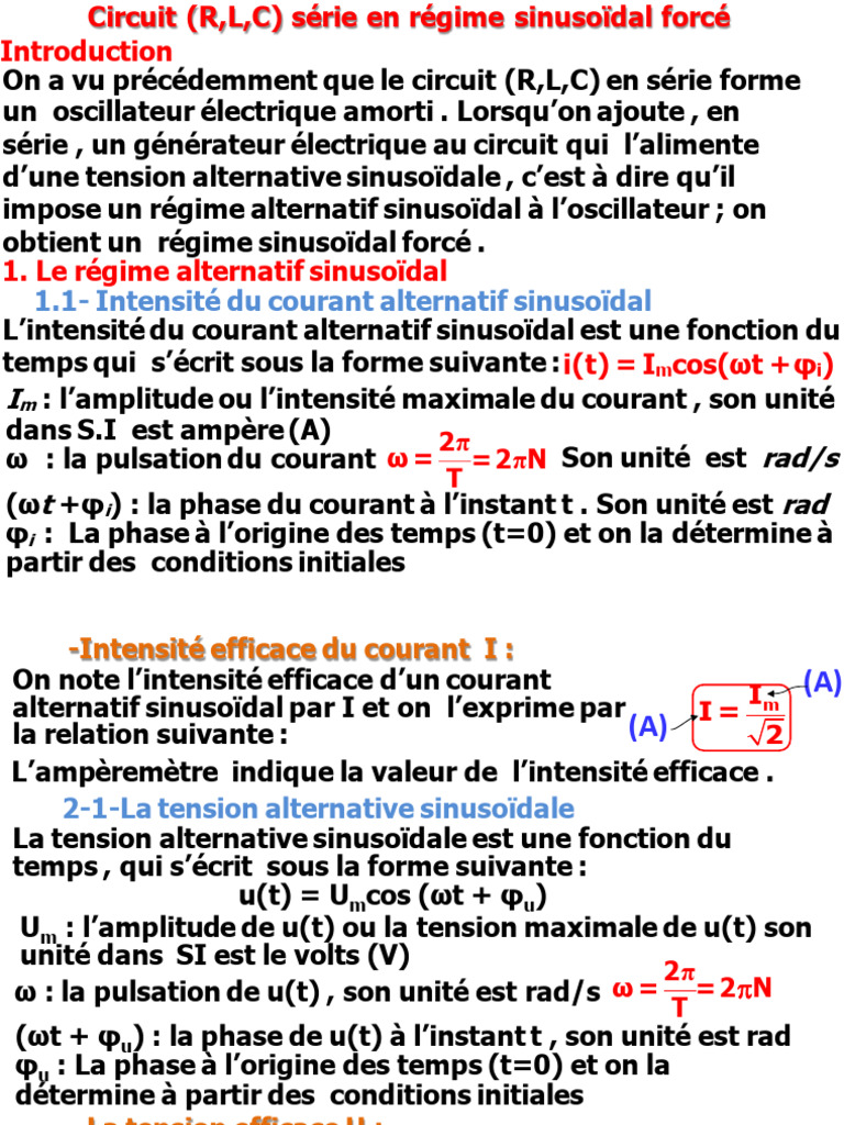 10-Circuit (R, L, C) Série en Régime Sinusoïdal Forcé (WWW - Pc1.ma) | PDF