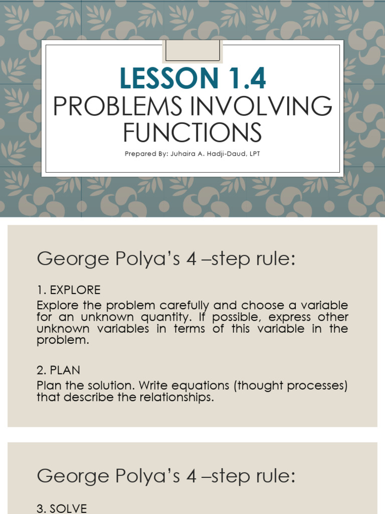 Lesson 1.4 Problem Solving | PDF