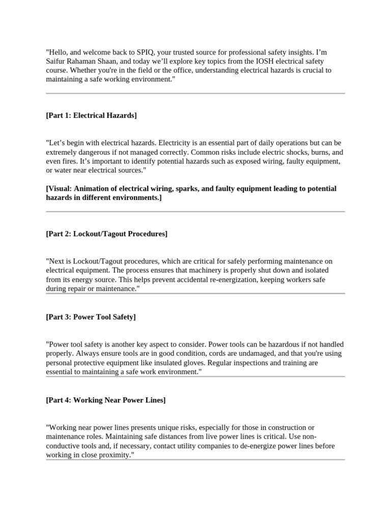 IOSH Electrical Safety Course | PDF