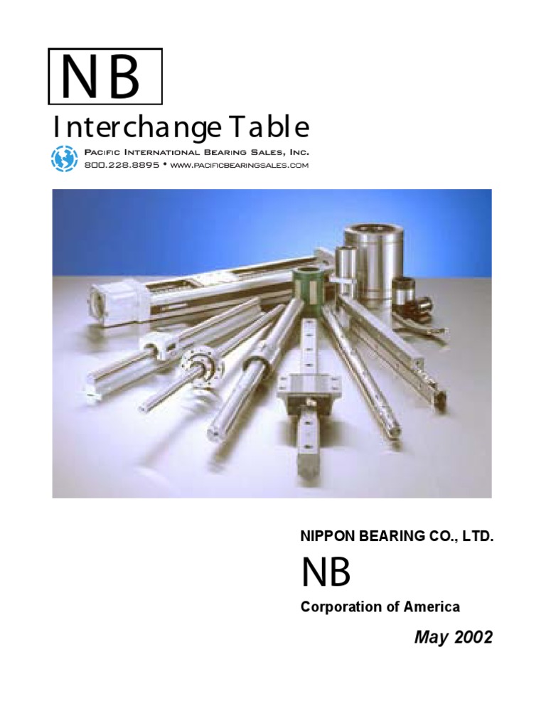 NB Interchange Table Slide Bushings Cross Reference Guide PDF