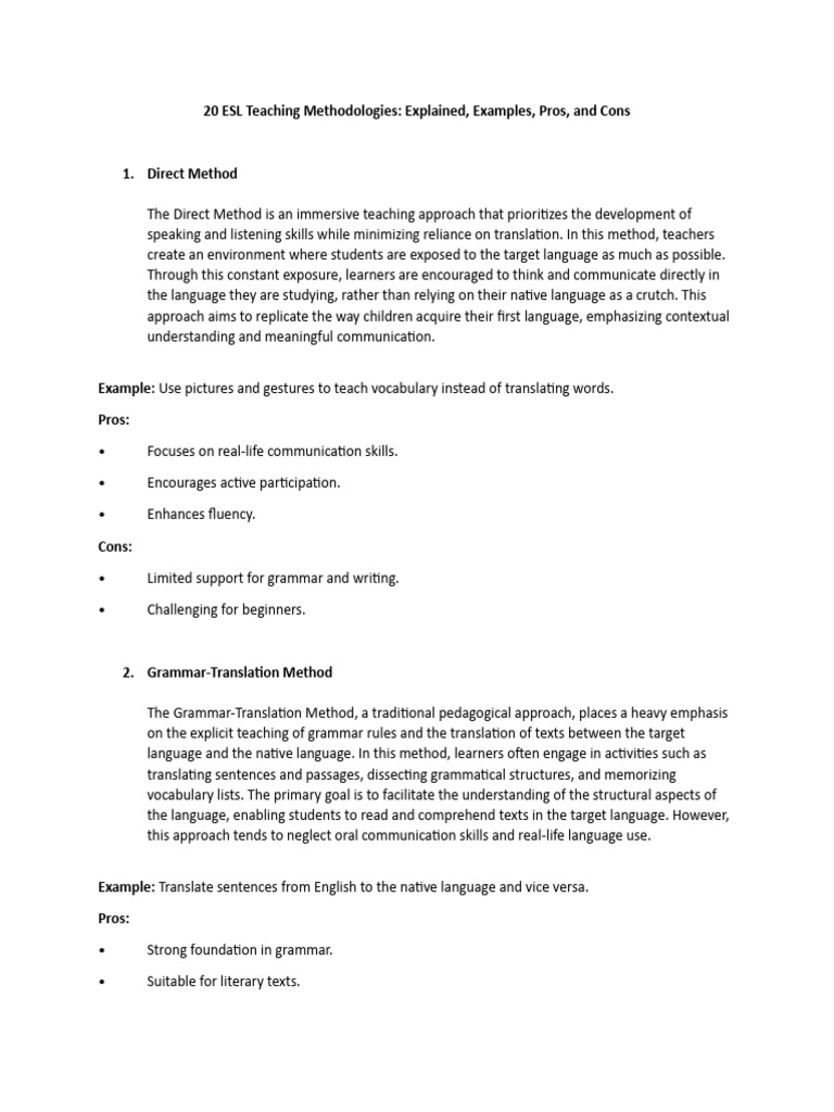 20 Esl Teaching Methodologies Pdf