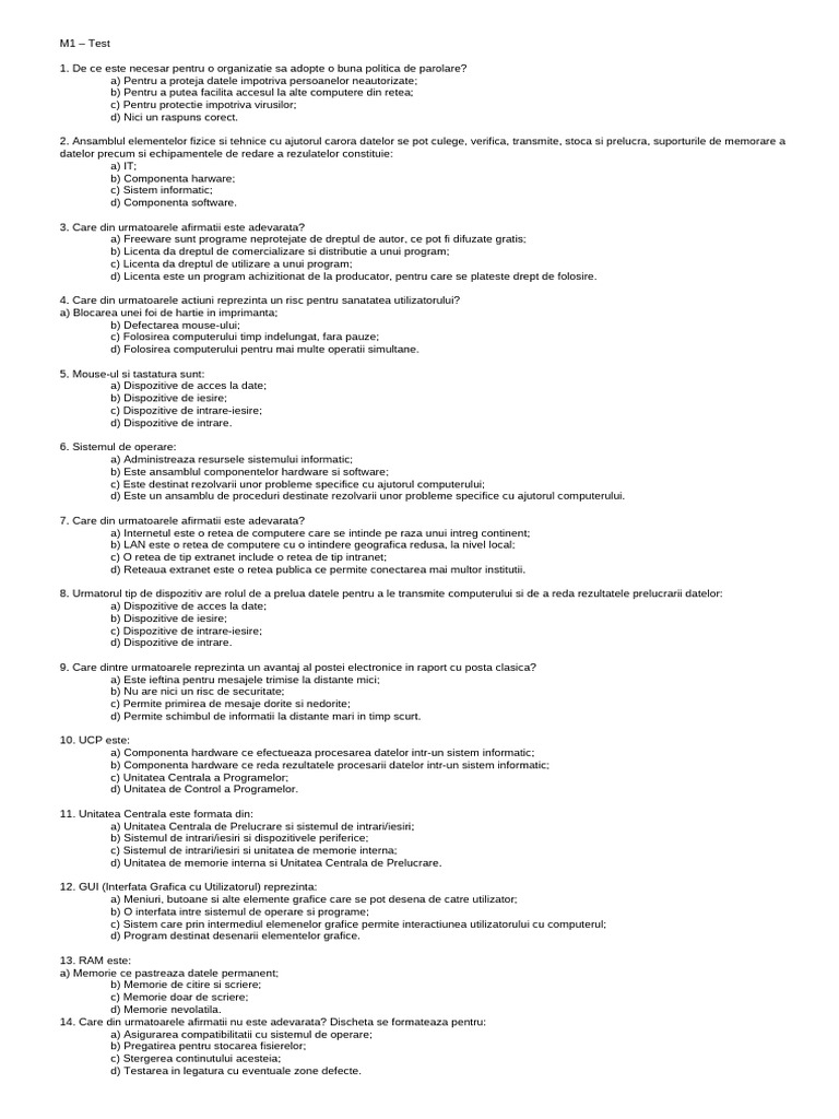 M1 - Test | PDF