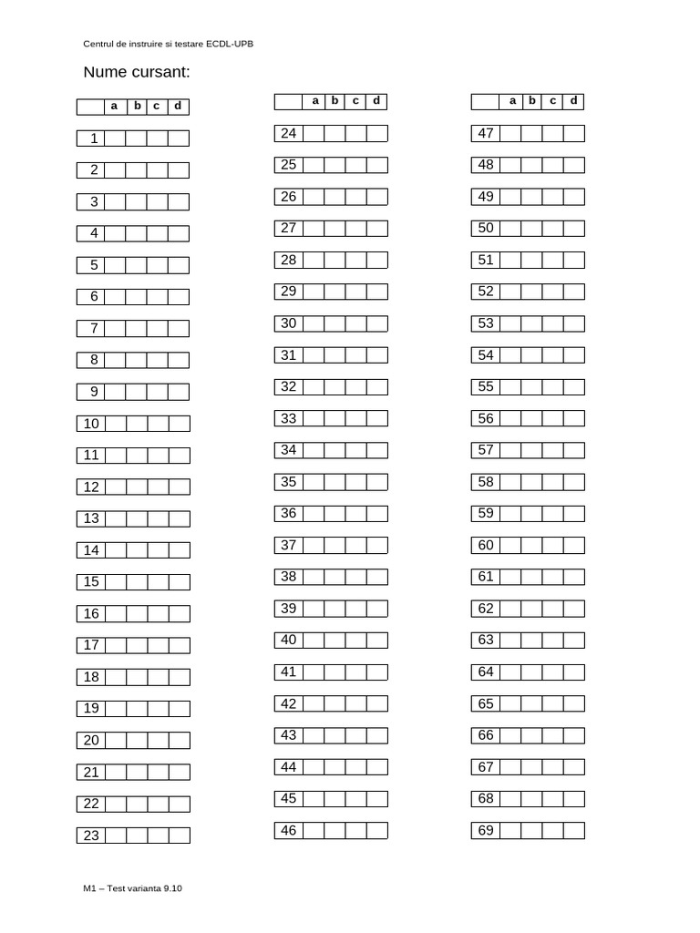 M1 - Formular - Raspunsuri - Test | PDF