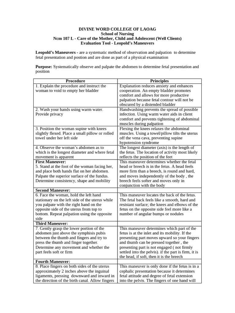 Evaluation tool leopolds maneuver pdf
