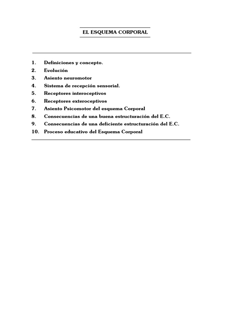Tema 3. El Esquema Corporal | PDF