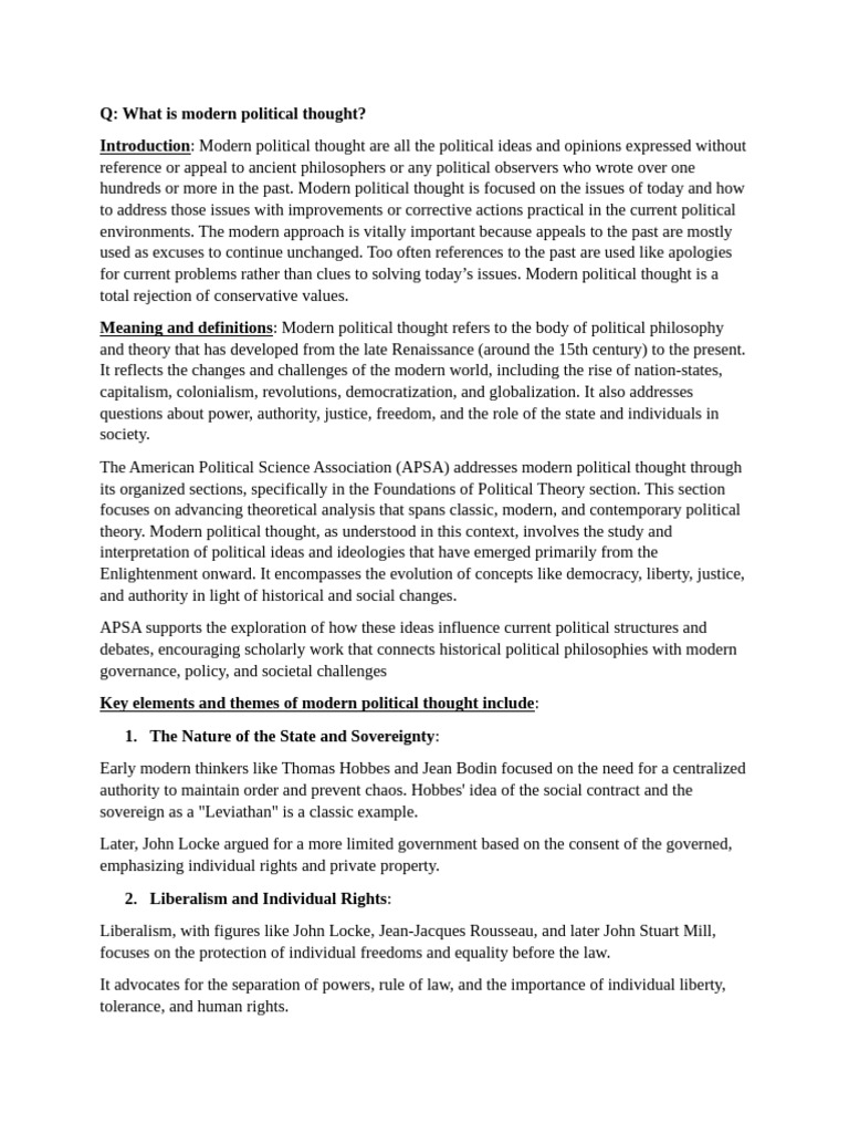 Q: What Is Modern Political Thought? | PDF