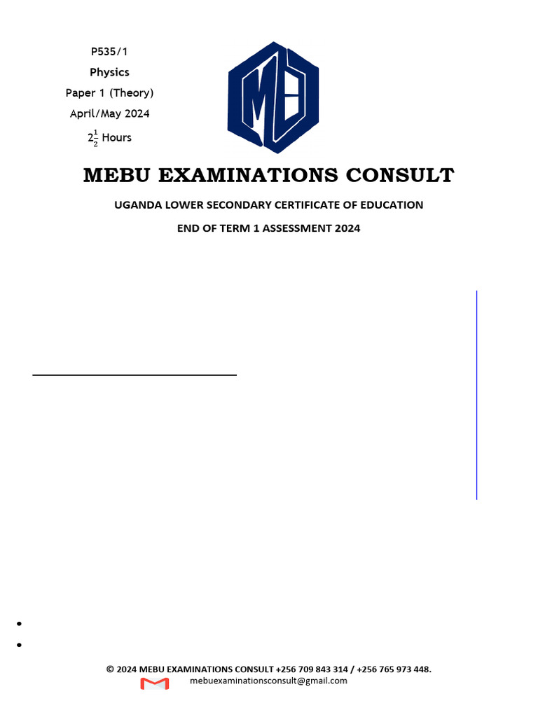 Mebu S.2 Phy 2024 | PDF