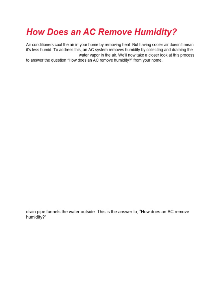 How Does An AC Remove Humidity | PDF