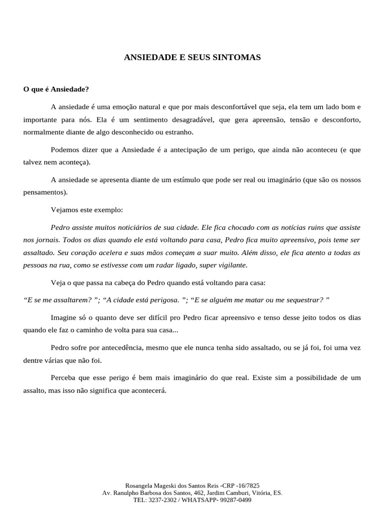 Compreendendo a Ansiedade e Sintomas | PDF | Ansiedade | Medo