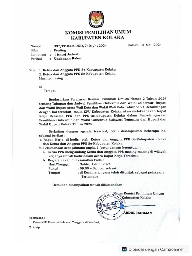 Undangan Raker Surat Tugas 01 | PDF