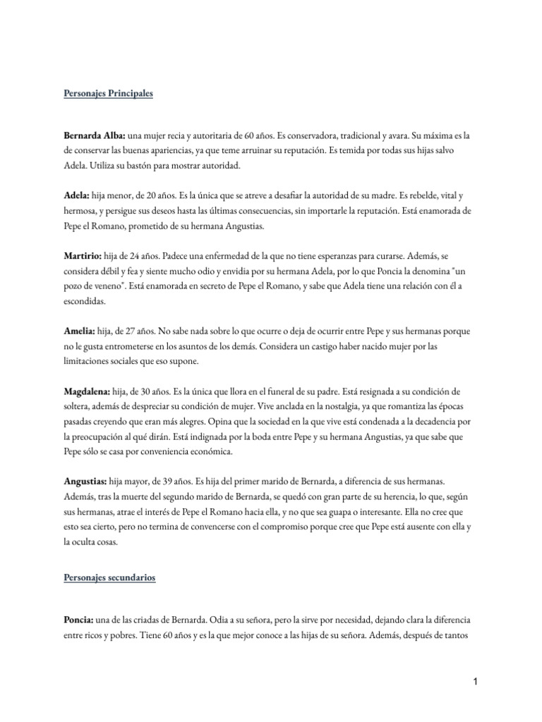 La Casa de Bernada Alba, Summary | PDF