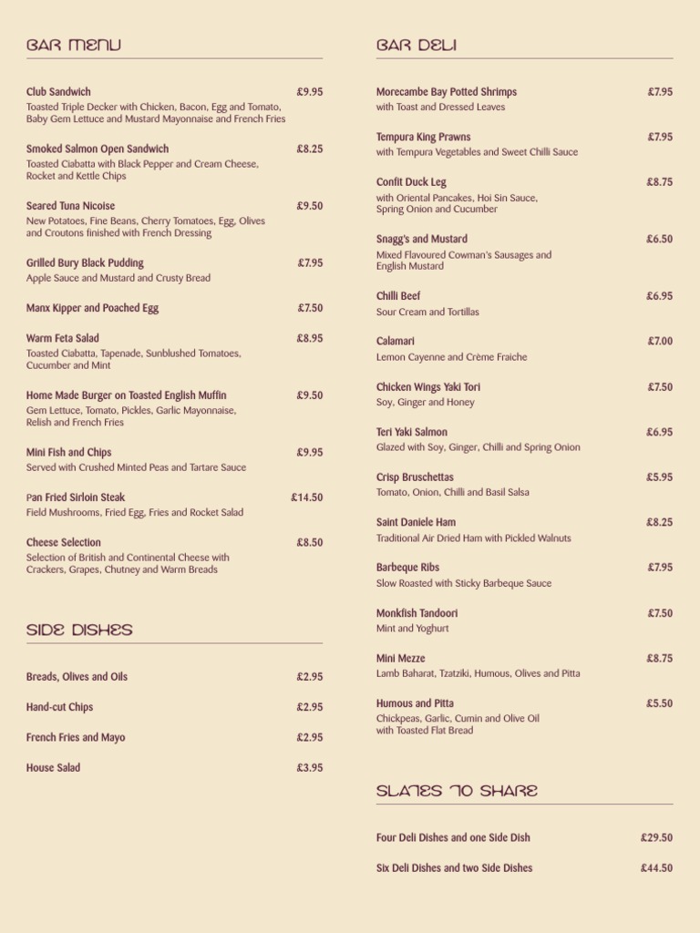 Mitton Hall Bar Menu and Prices | PDF