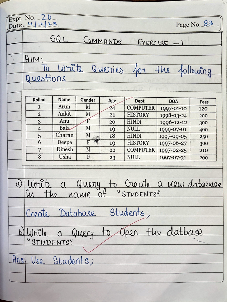 SQL Exercise Sample Record | PDF