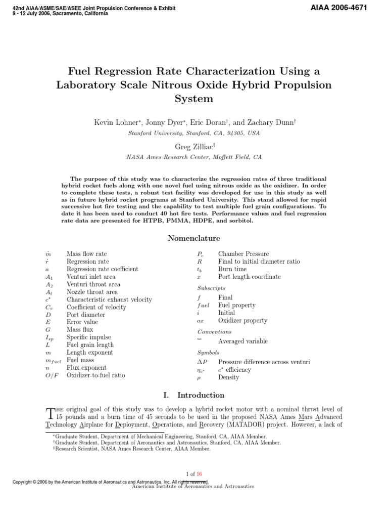 Fuel Regression Rate Characterization Using A Laboratory Scale Nitrous