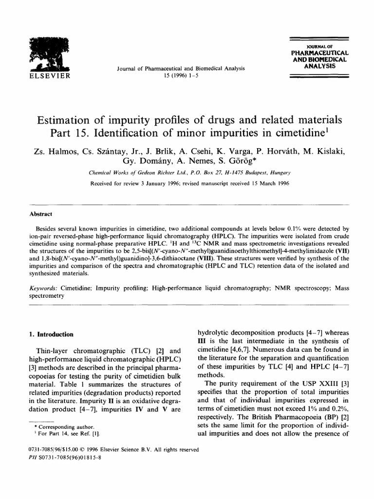 Estimation of Impurity Profiles of Drugs | PDF