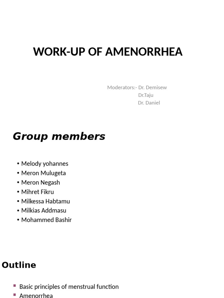 Workup Of Amenorrhea Pdf