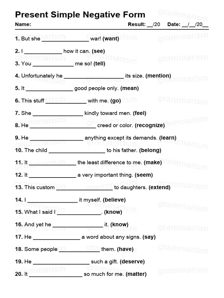 2 - Present Simple Negative | PDF