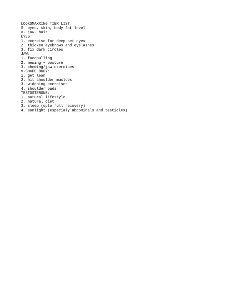 Looksmaxxing Tier List | PDF
