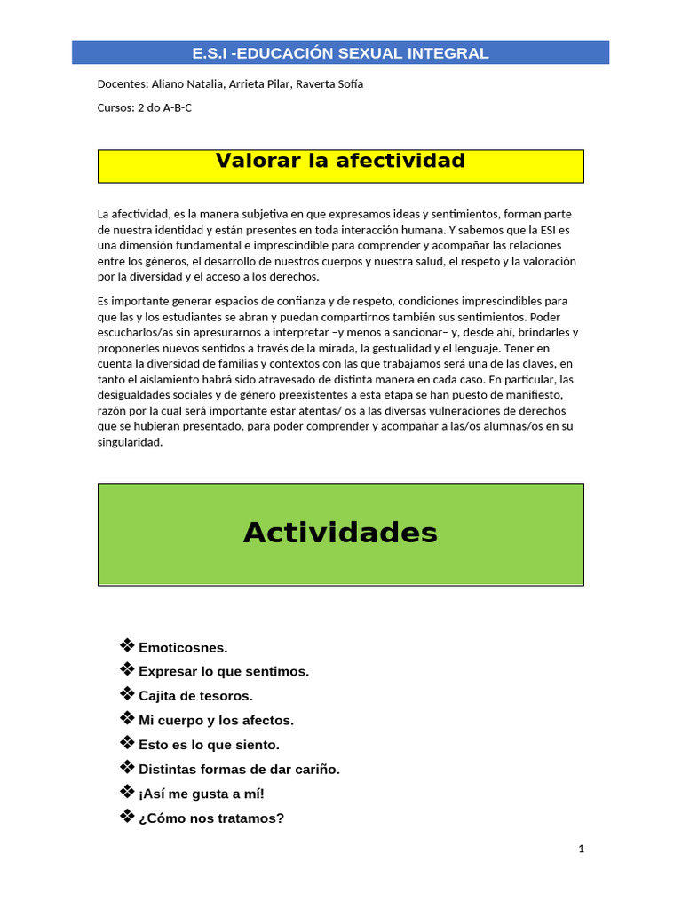 Valorar La Afectividad | PDF | Amor | Relaciones personales, crianza y ...