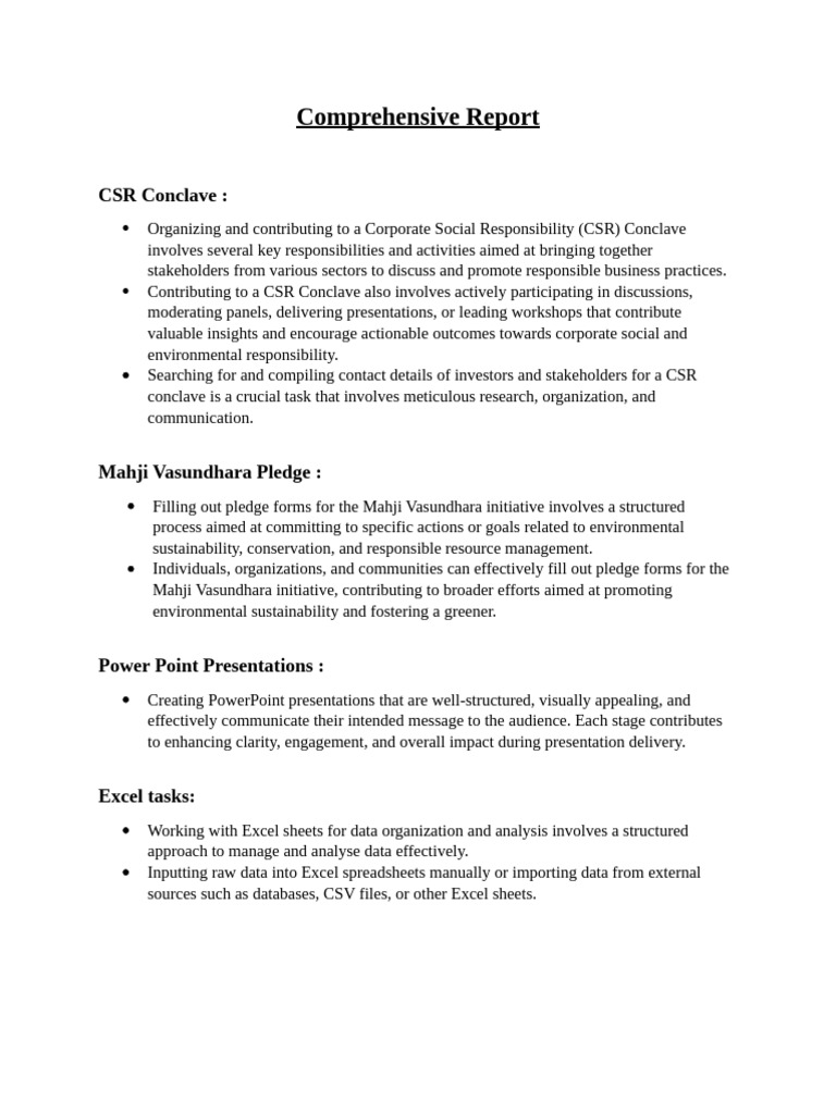 Comprehensive Report: CSR Conclave | PDF