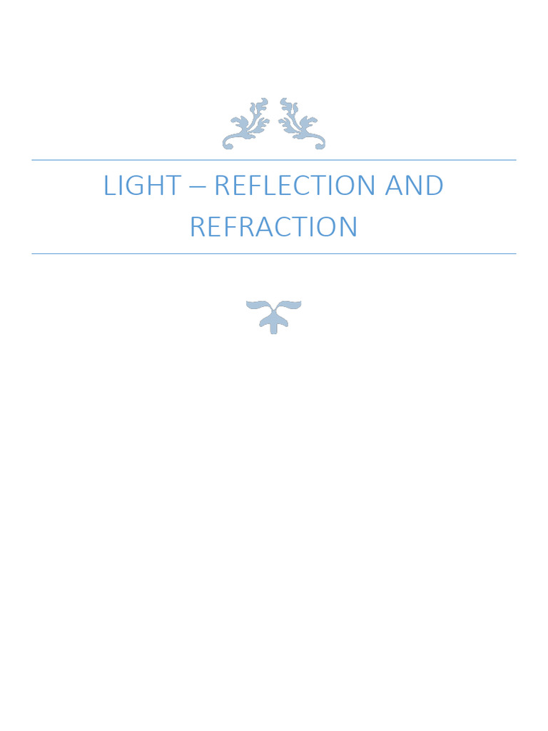 Light - Reflection and Refraction Notes | PDF