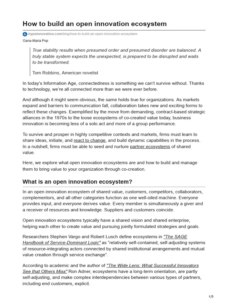 Build Open Innovation Ecosystems | PDF | Performance Indicator | Business