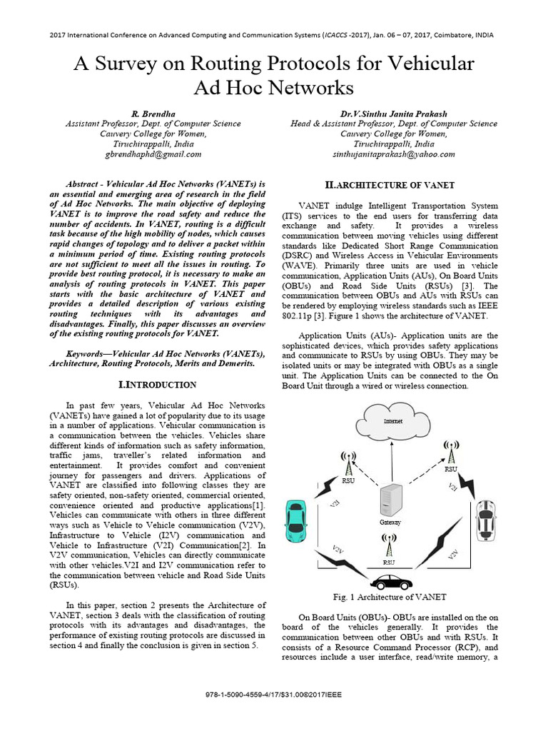 A Survey On Routing Protocols For Vehicular | PDF