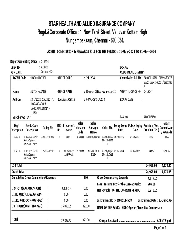 Commission Statement - BA0000167801 05-2024-1st Week | PDF